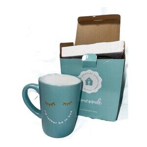 NIB Family Inspired Meals by Ayesha Curry "I'd rather be in bed" Coffee Mug Teal